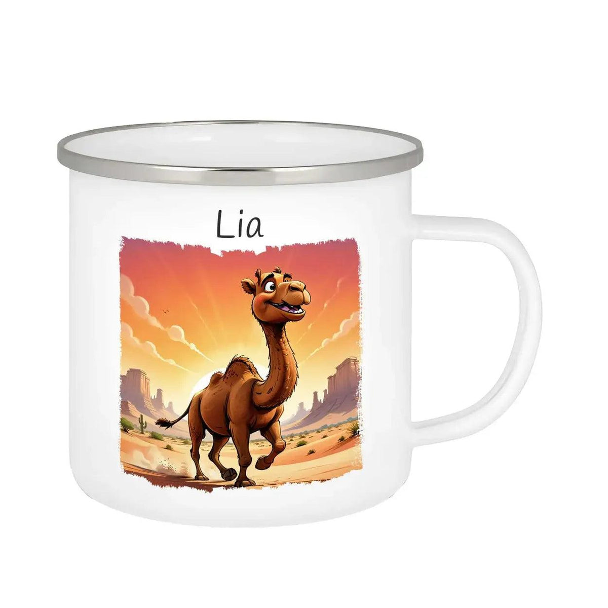 Emaille Tasse Wüstenfreund Kamel - Druckerino