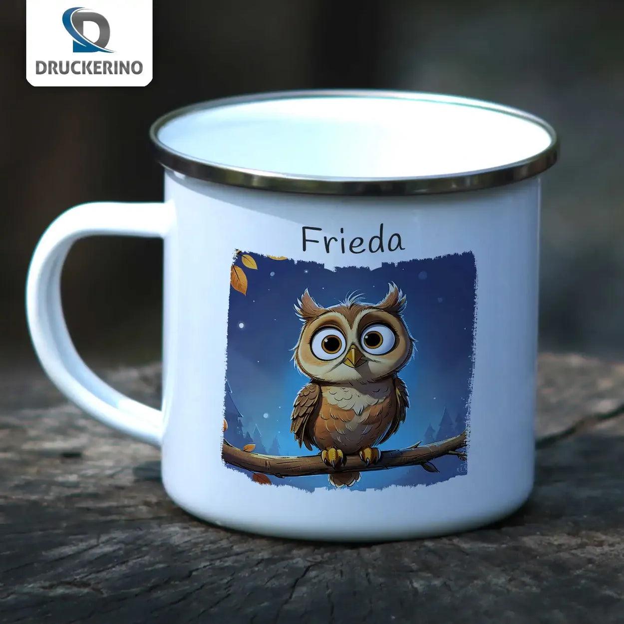 Emaille Tasse Zauber Eulen - Druckerino