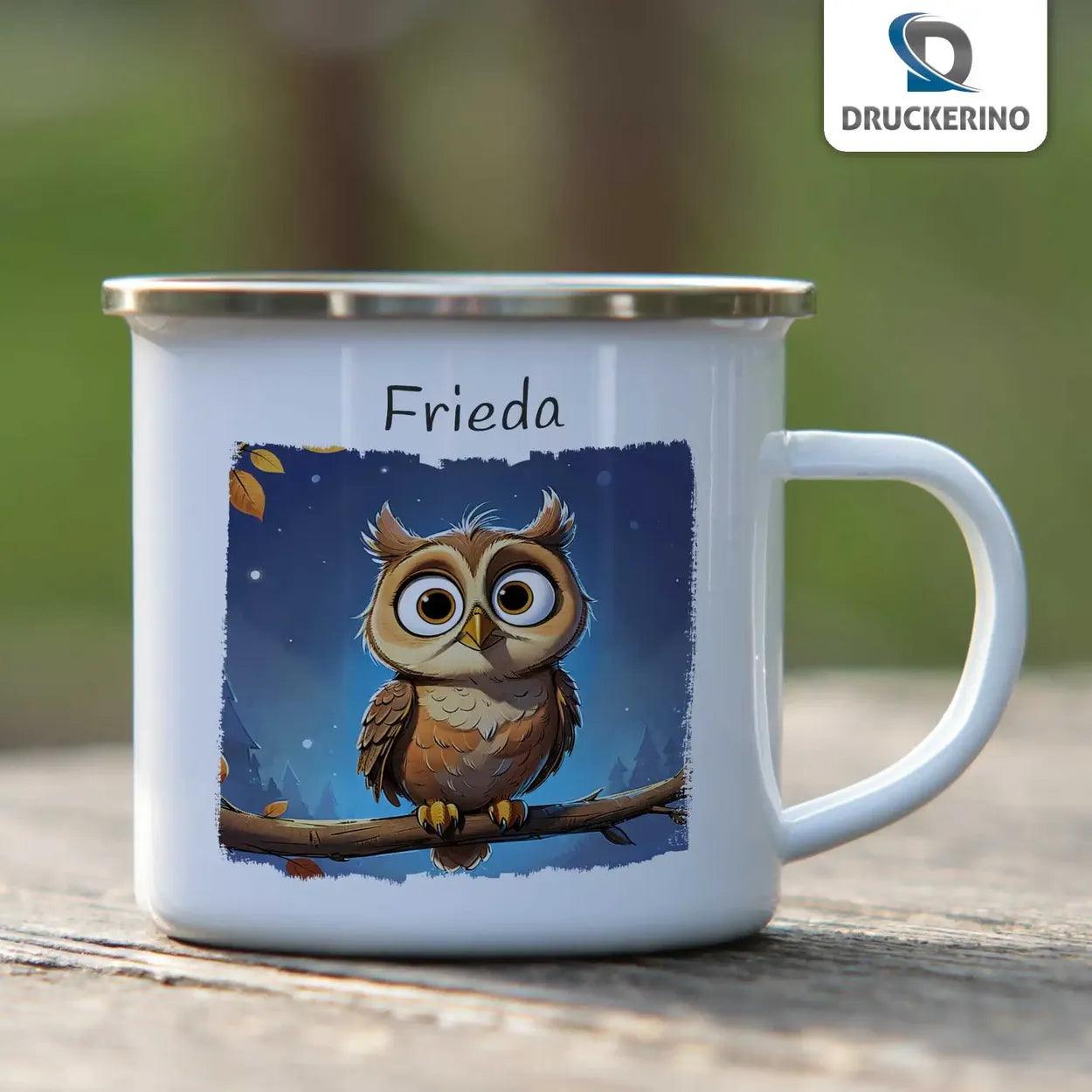 Emaille Tasse Zauber Eulen - Druckerino