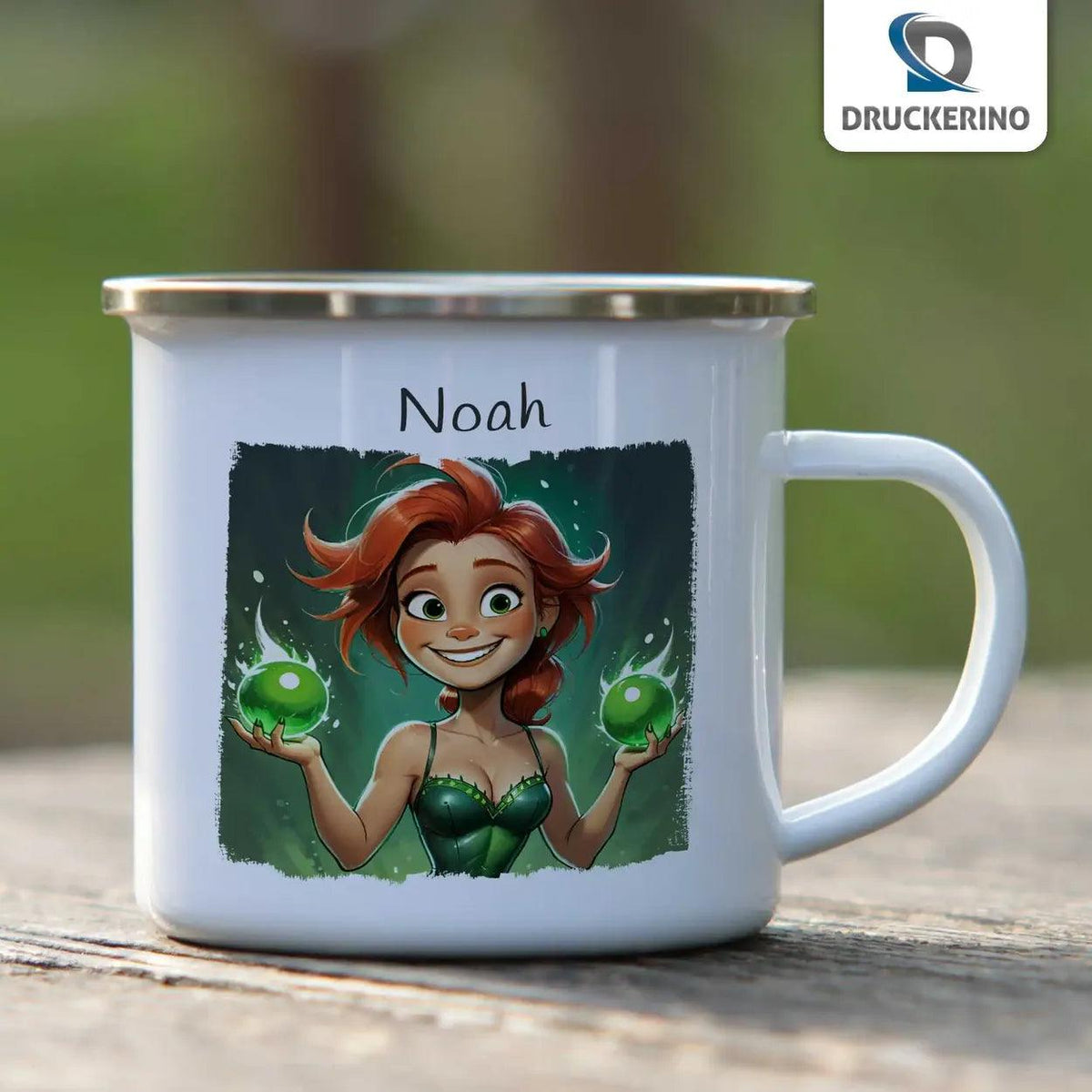 Emaille Tasse Zauberhafte Magierin - Druckerino