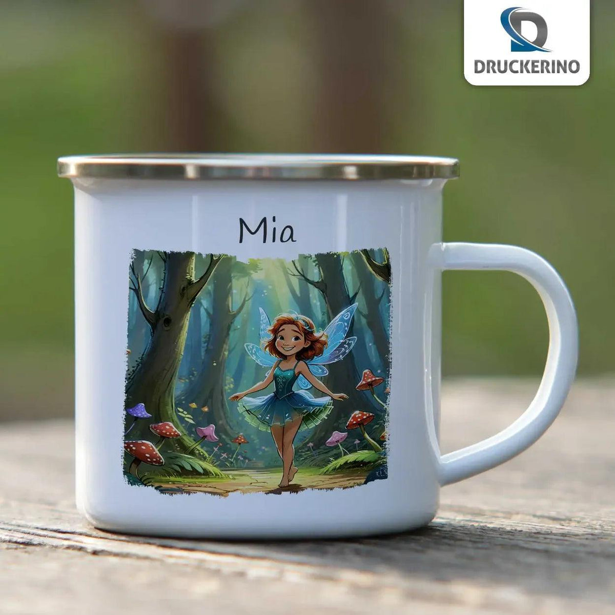 Emaille Tasse Zauberhafte Waldfee - Druckerino