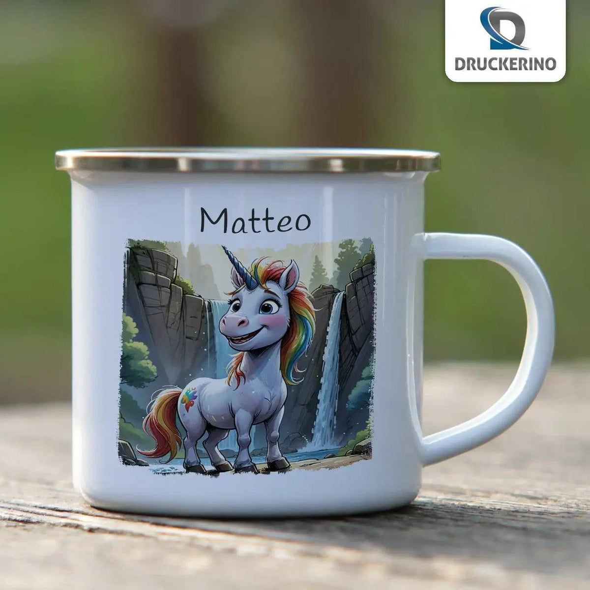 Emaille Tasse Zauberhaftes Einhorn - Druckerino