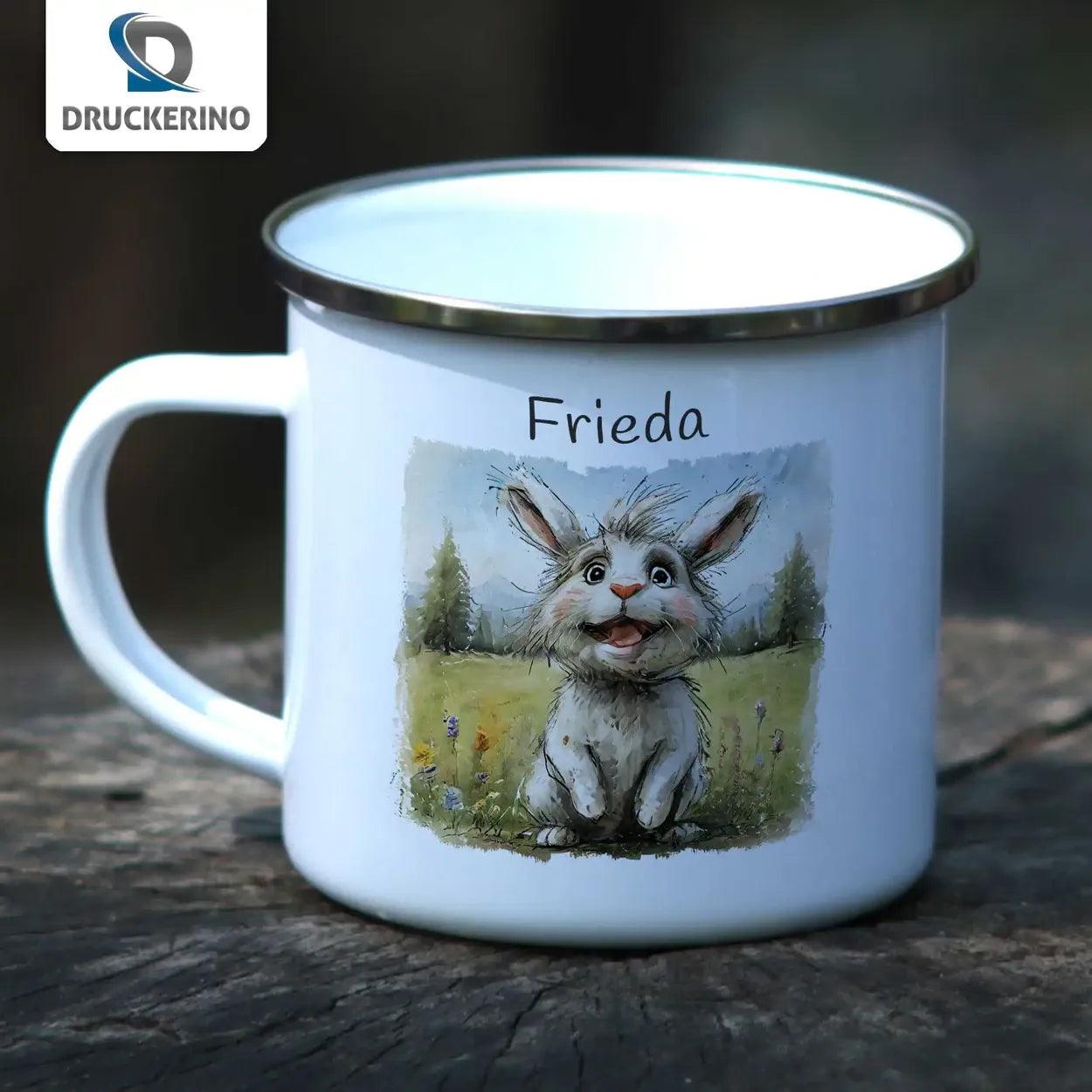 Emaille Tasse Zauberhase - Druckerino
