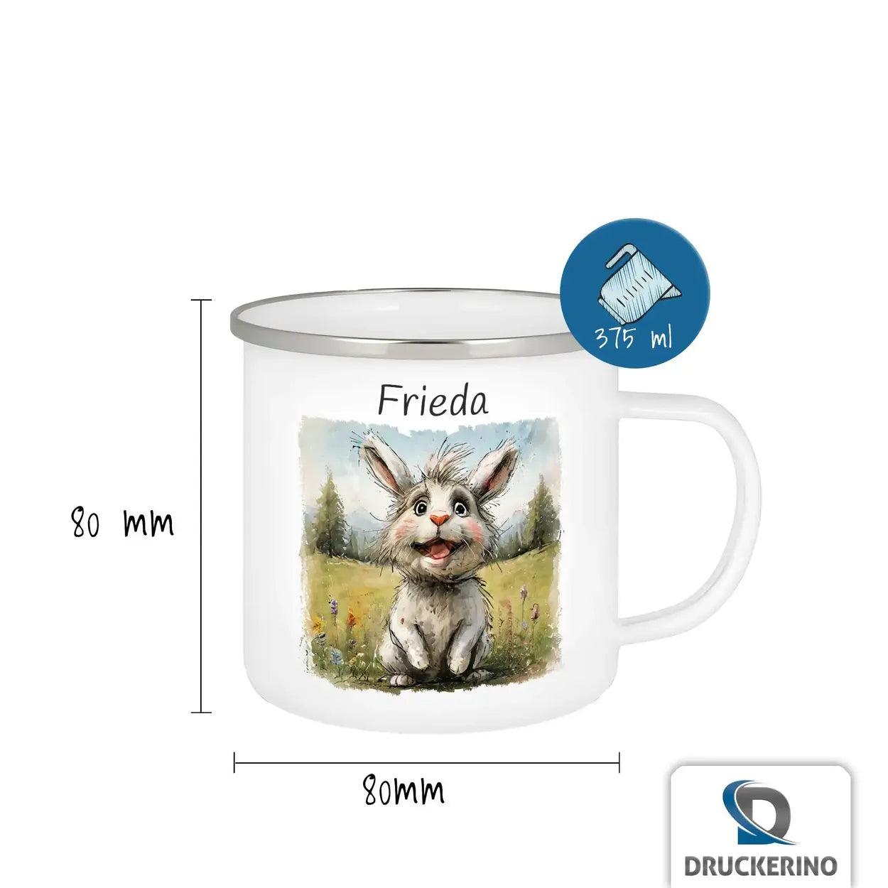 Emaille Tasse Zauberhase - Druckerino