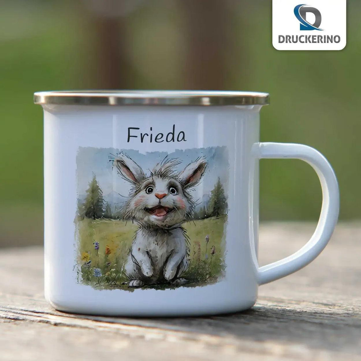 Emaille Tasse Zauberhase - Druckerino