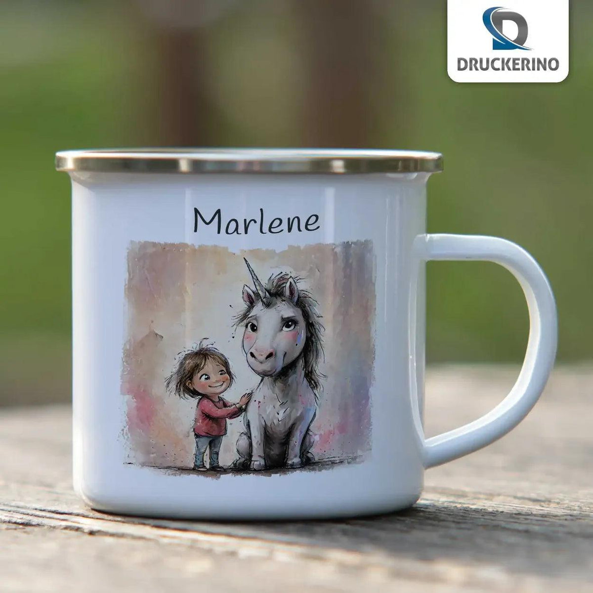 Emaille Tasse Zauberhuf - Druckerino