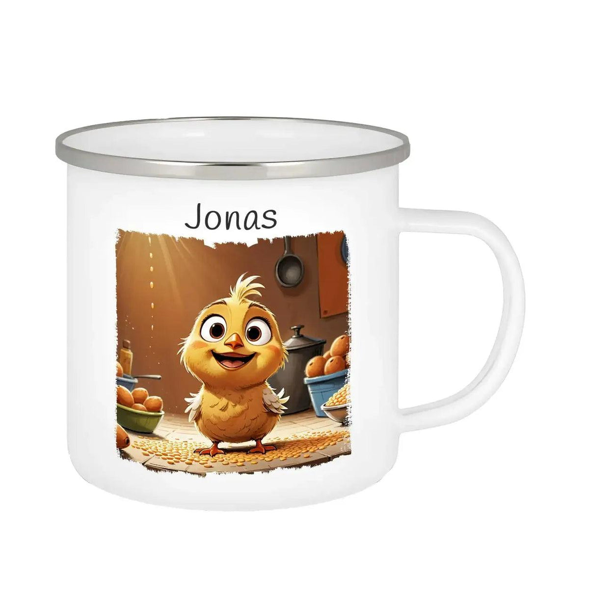 Emaille Tasse Zauberküken Abenteuer - Druckerino