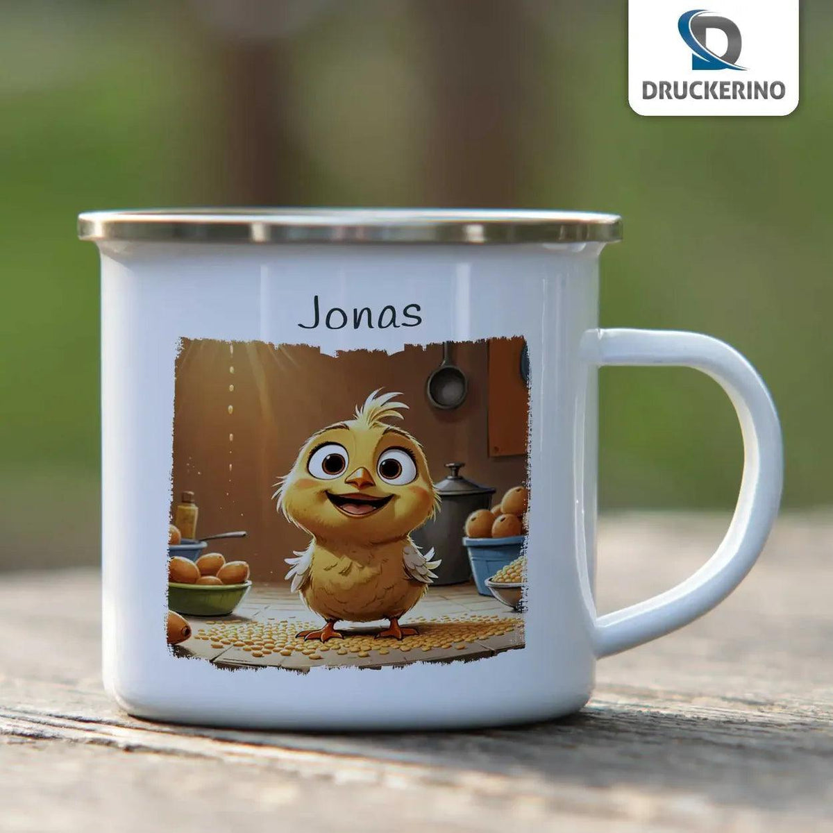 Emaille Tasse Zauberküken Abenteuer - Druckerino