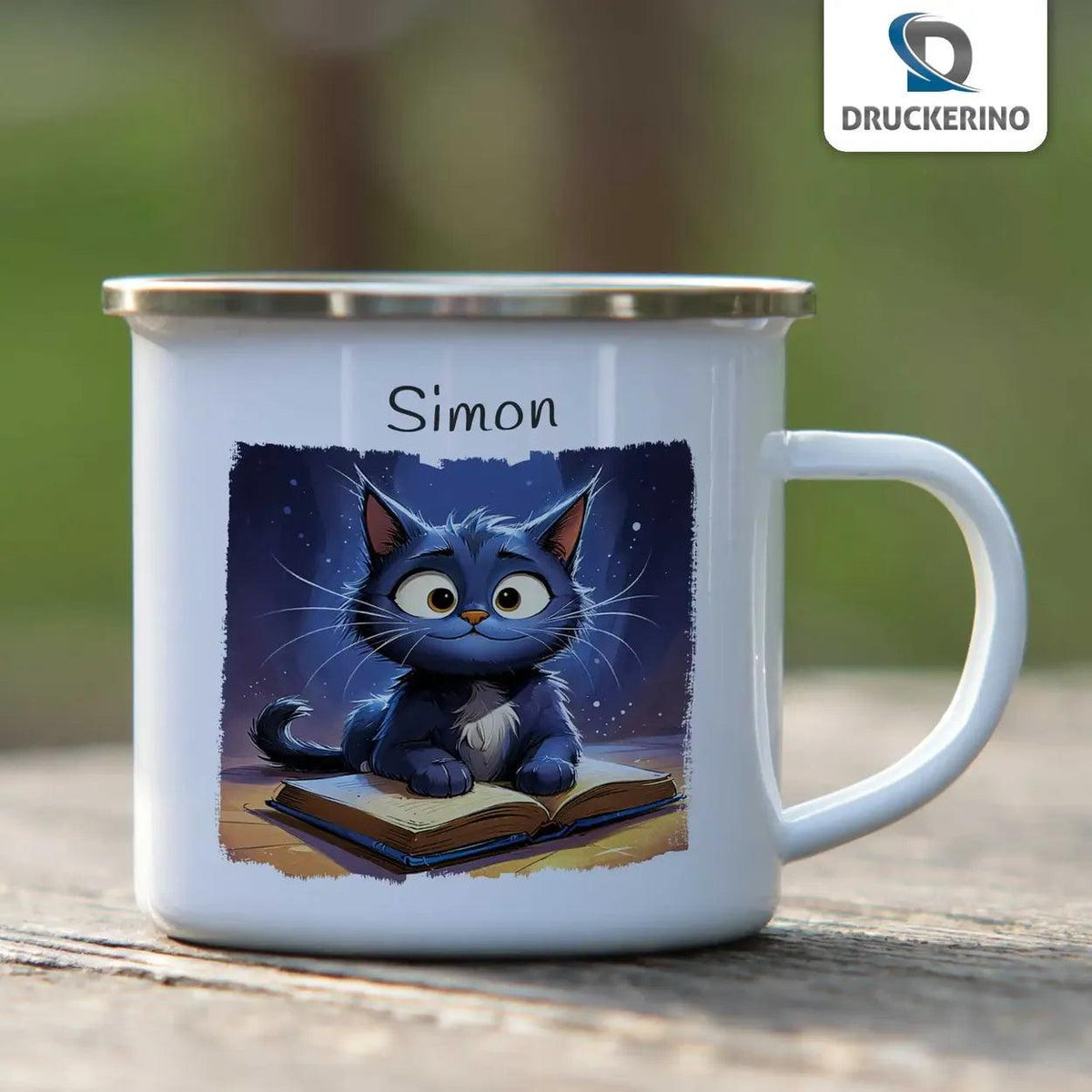 Emaille Tasse Zauberlehrling Kätzchen - Druckerino