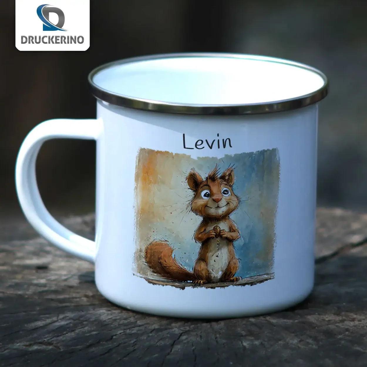 Emaille Tasse Zauberwald Eichhörnchen - Druckerino