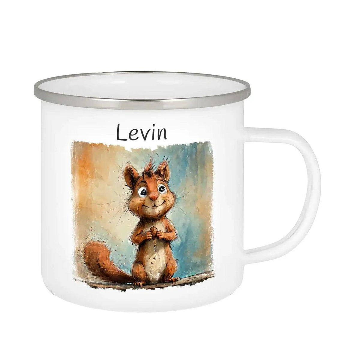 Emaille Tasse Zauberwald Eichhörnchen - Druckerino