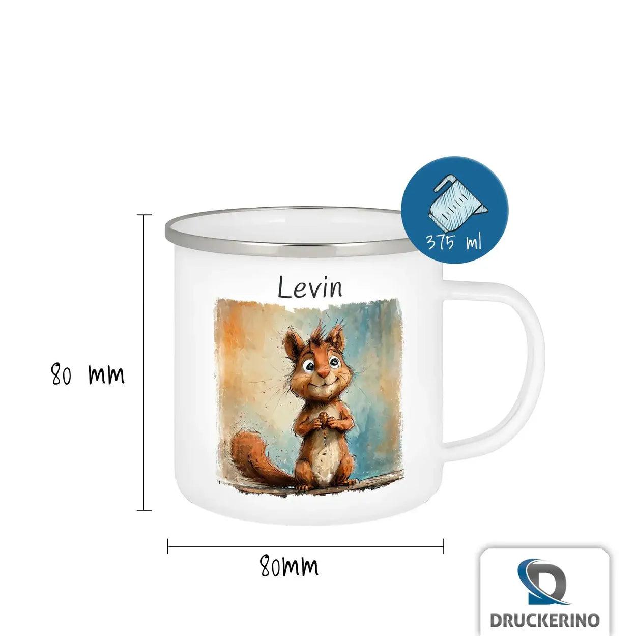 Emaille Tasse Zauberwald Eichhörnchen - Druckerino