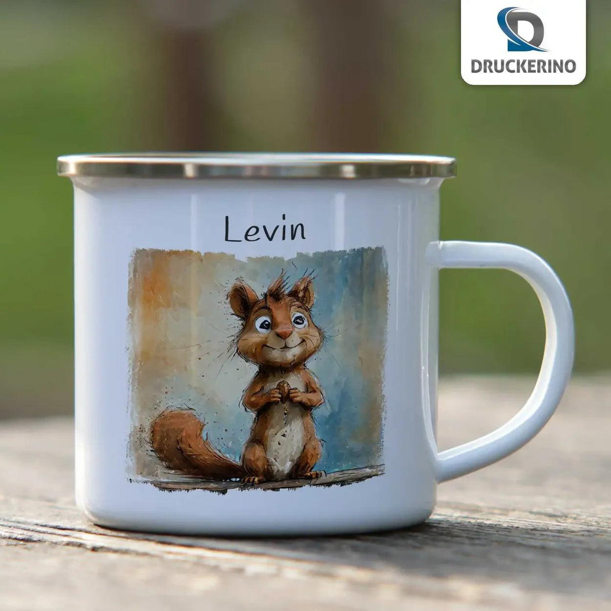 Emaille Tasse Zauberwald Eichhörnchen - Druckerino