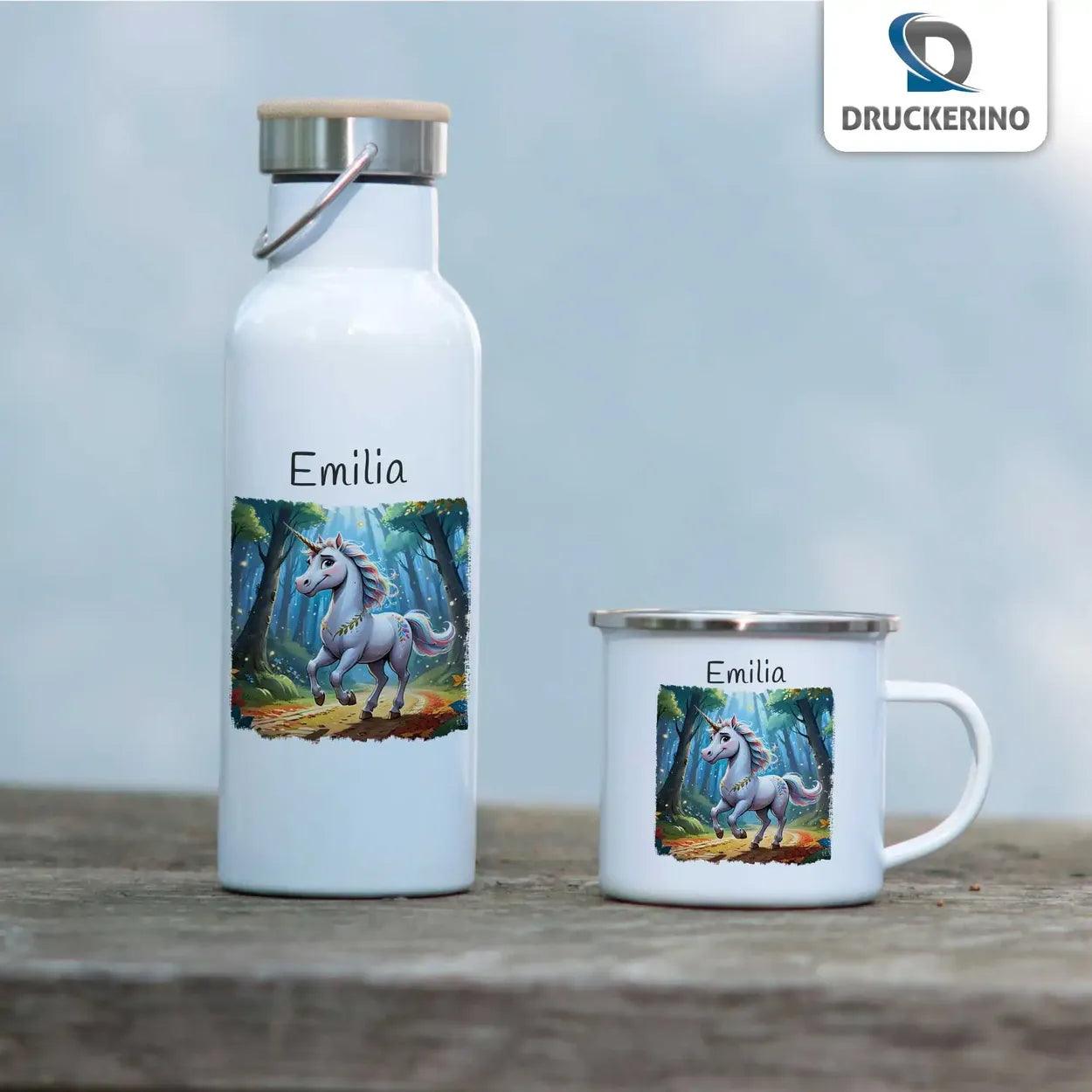 Emaille Tasse Zauberwald Einhorn - Druckerino