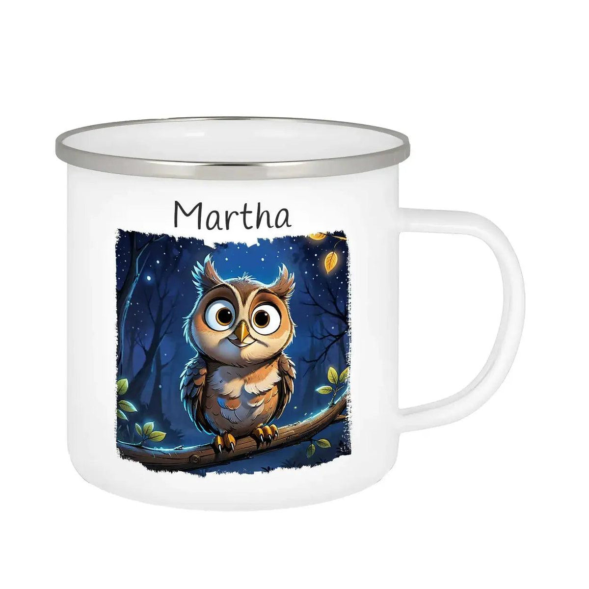 Emaille Tasse Zauberwald-Nacht Eule - Druckerino