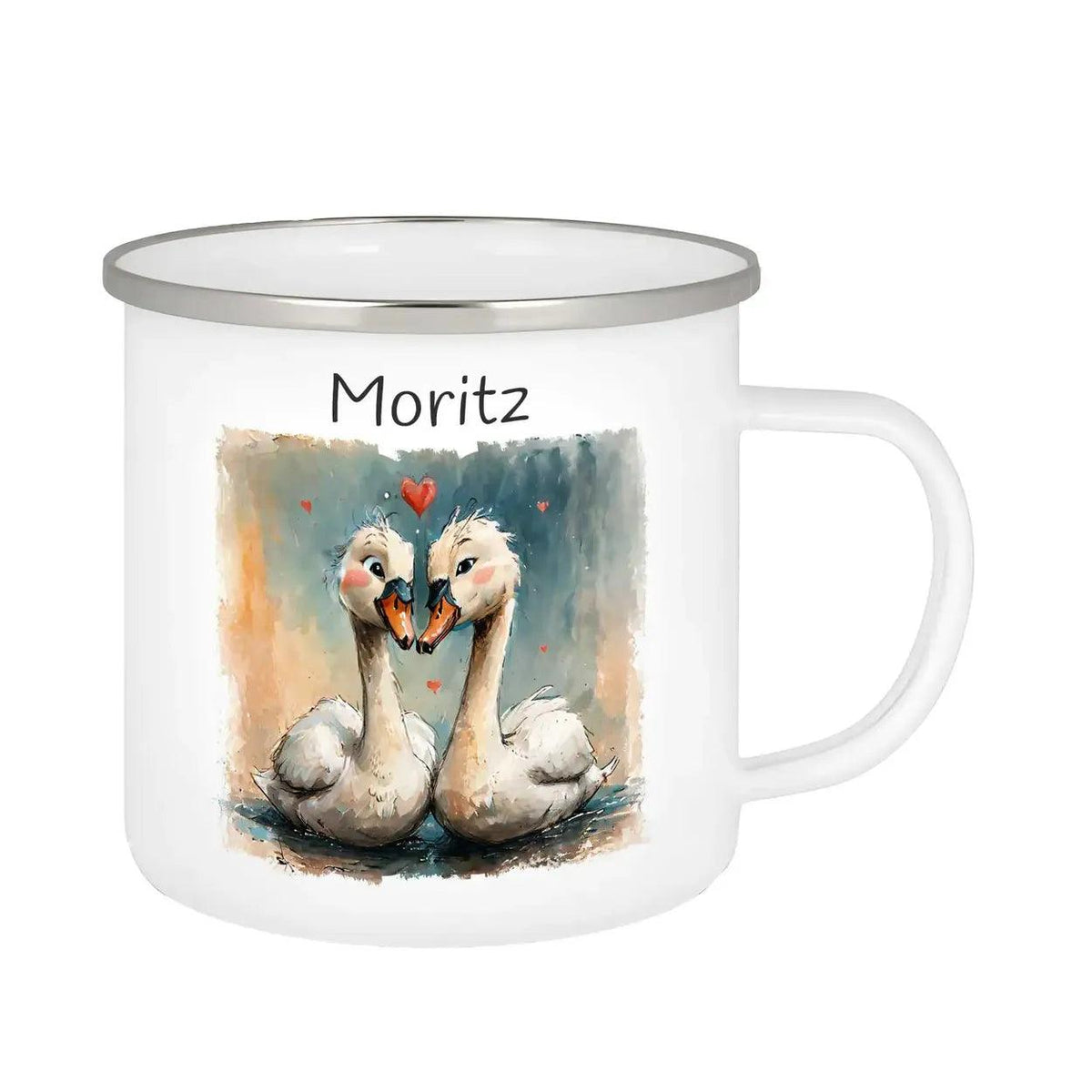 Emaille Tasse Zauberwald-Schwanen - Druckerino