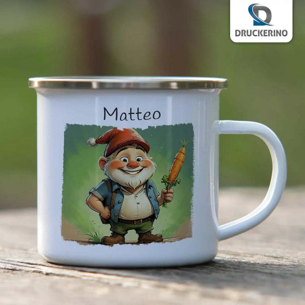 Emaille Tasse Zauberwald Wichtel - Druckerino