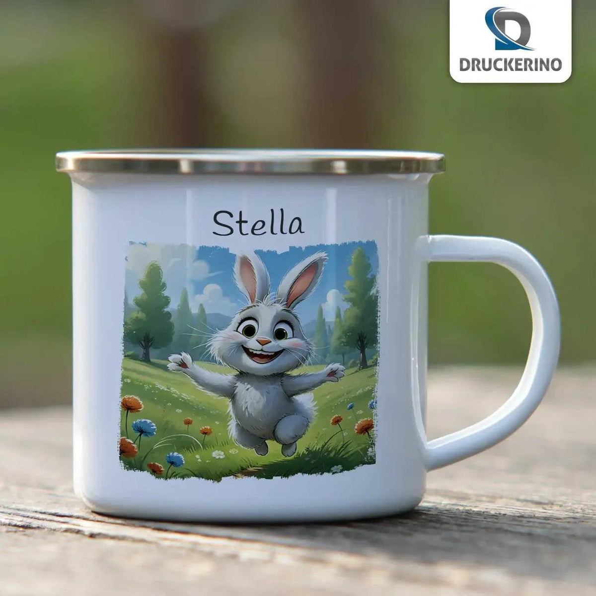 Emaille Tasse Zauberwelt Hase - Druckerino