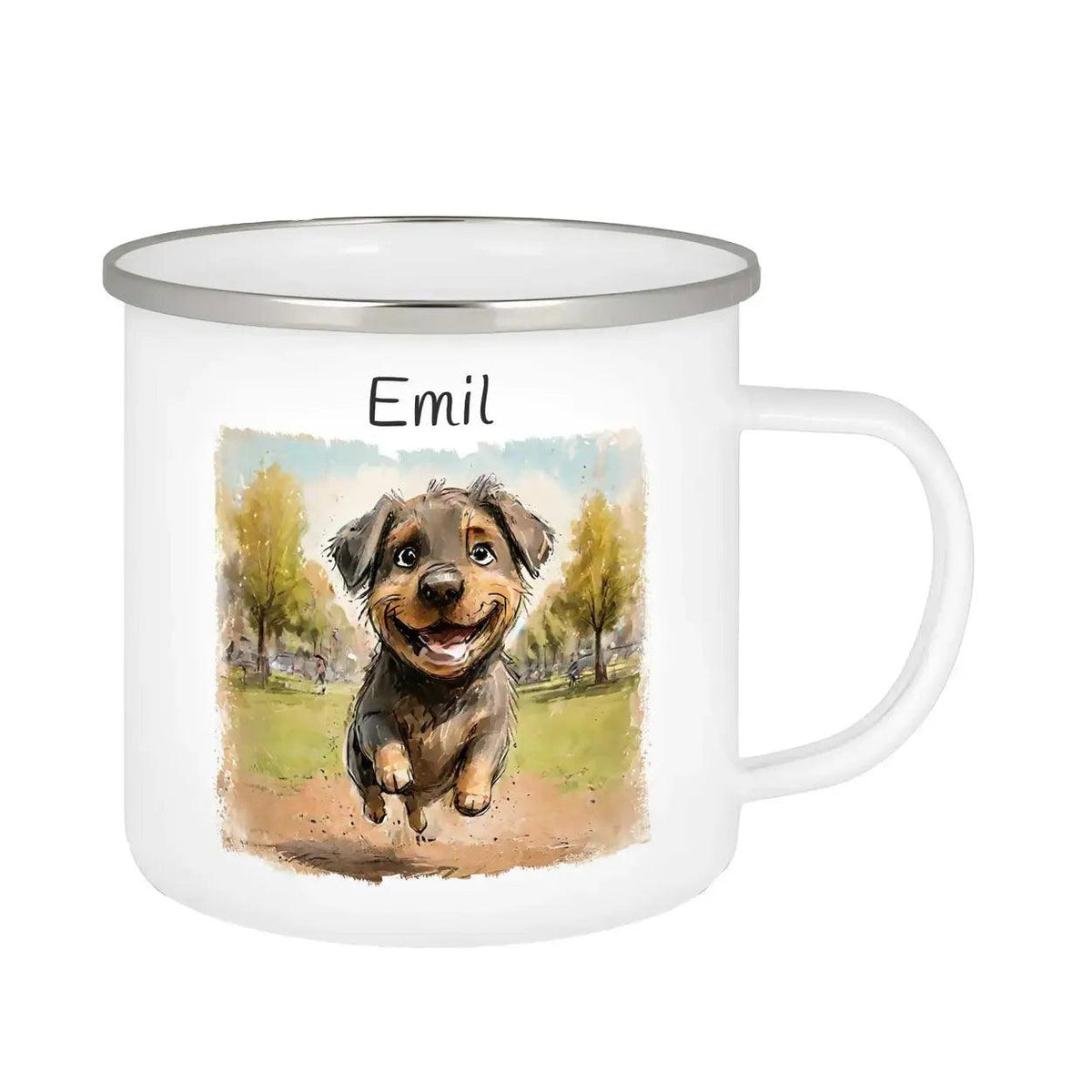 Emaille Tasse Zauberwelten Hund - Druckerino