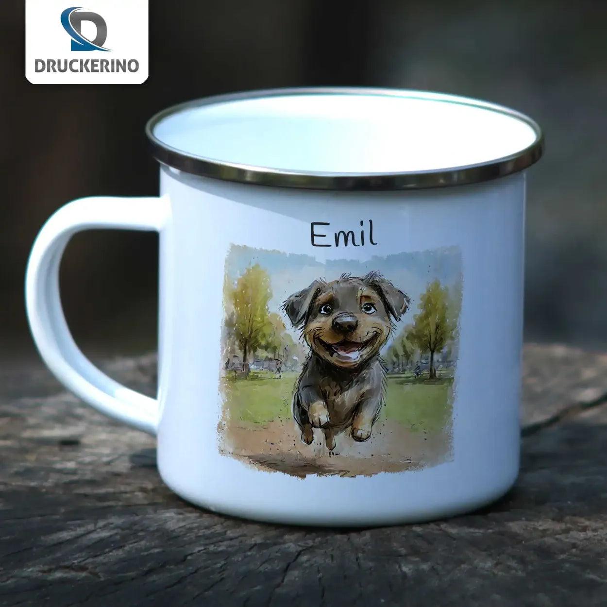 Emaille Tasse Zauberwelten Hund - Druckerino
