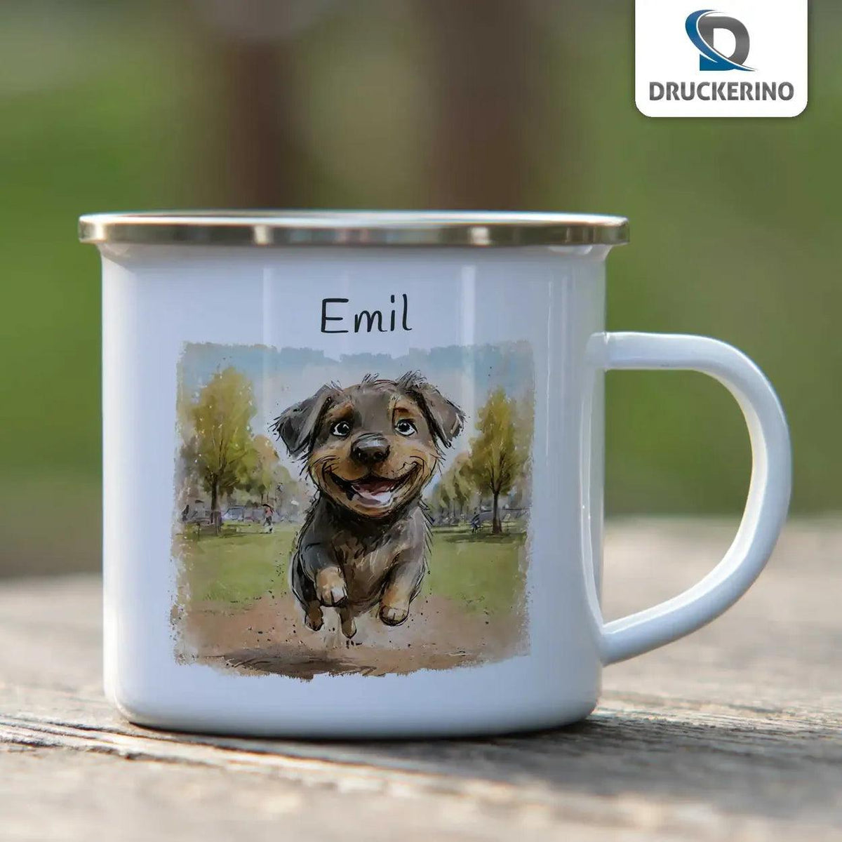 Emaille Tasse Zauberwelten Hund - Druckerino