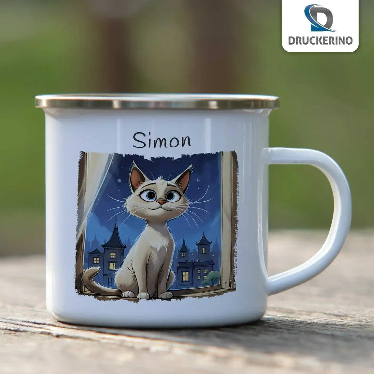 Emaille Tasse Zauberwelten Kätzchen - Druckerino