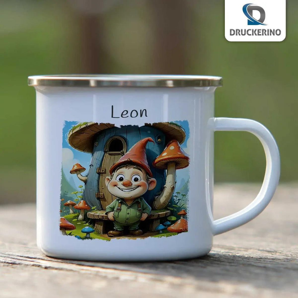 Emaille Tasse Zwerg Abenteuer - Druckerino