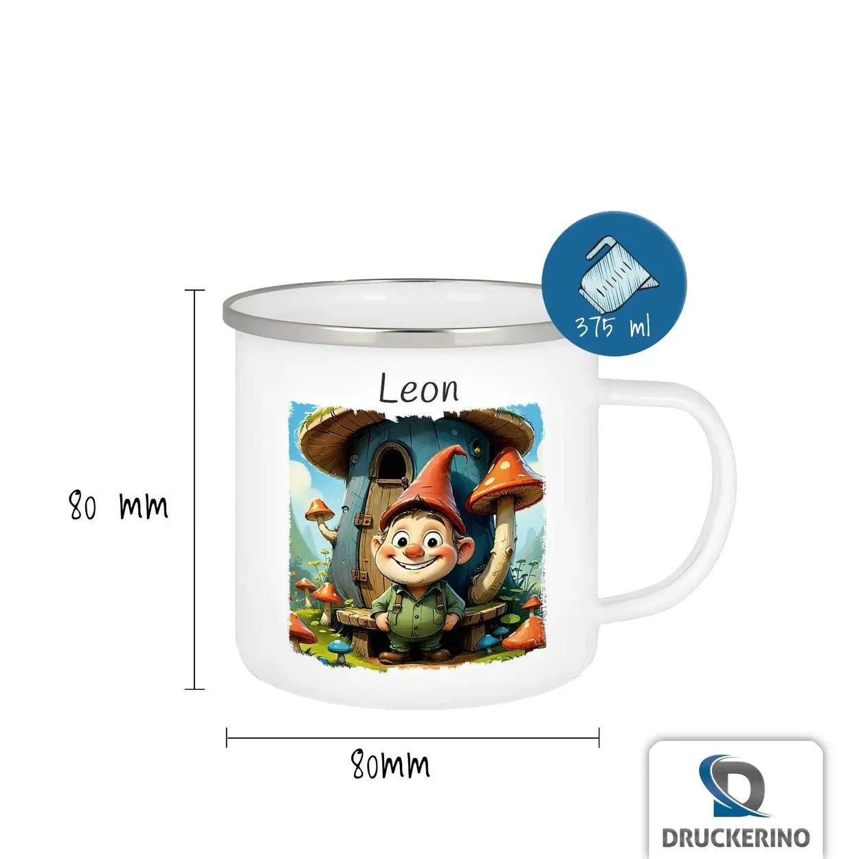 Emaille Tasse Zwerg Abenteuer - Druckerino