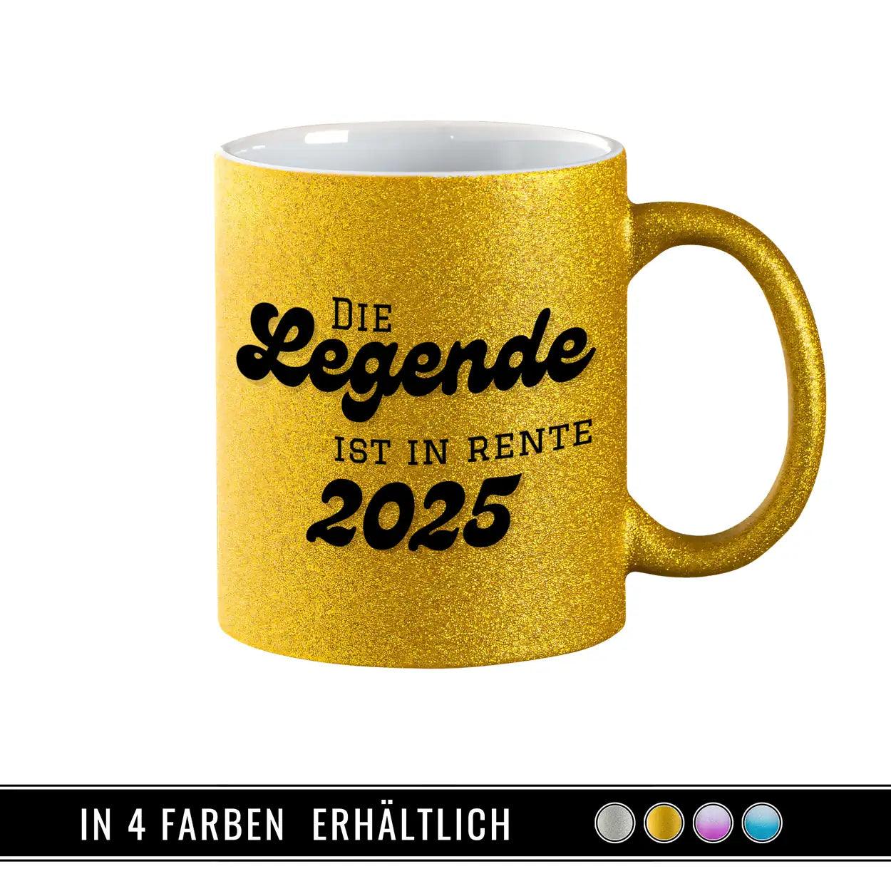 Geschenk zur Rente - Glitzertasse Eine Legende geht in Rente - Druckerino