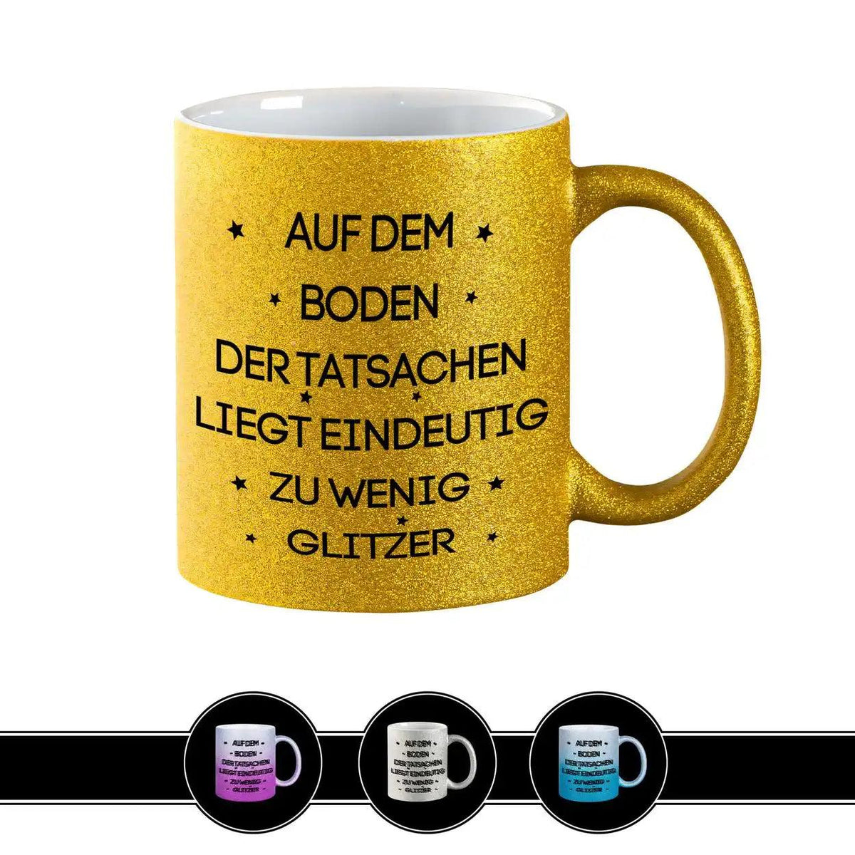 Glitzertasse - Auf dem Boden der Tatsachen - Druckerino