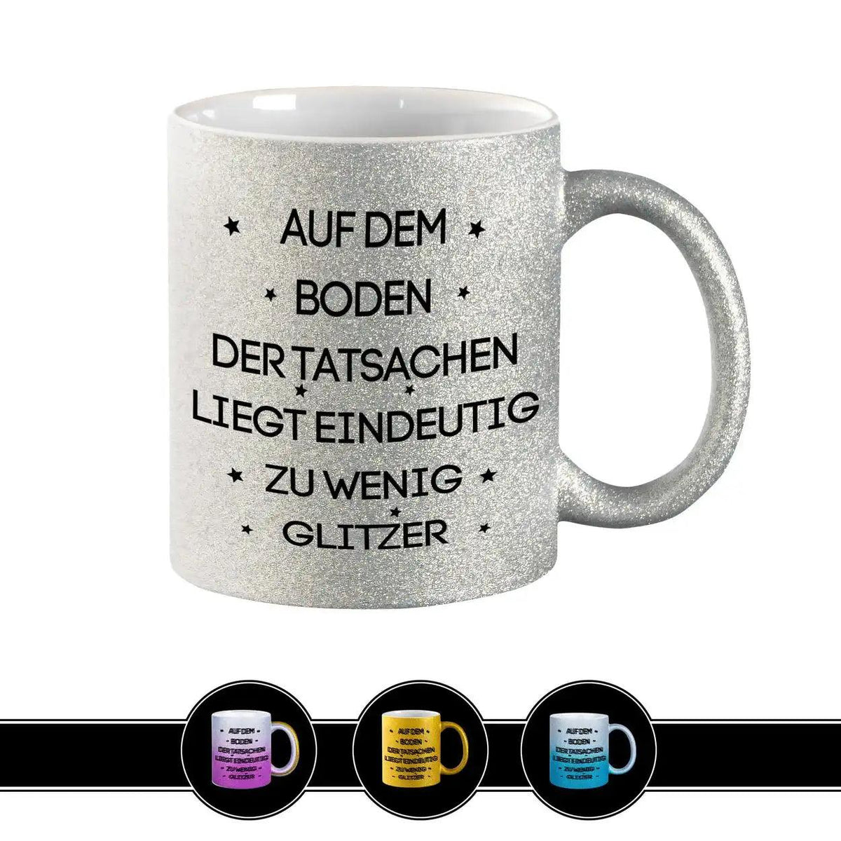 Glitzertasse - Auf dem Boden der Tatsachen - Druckerino