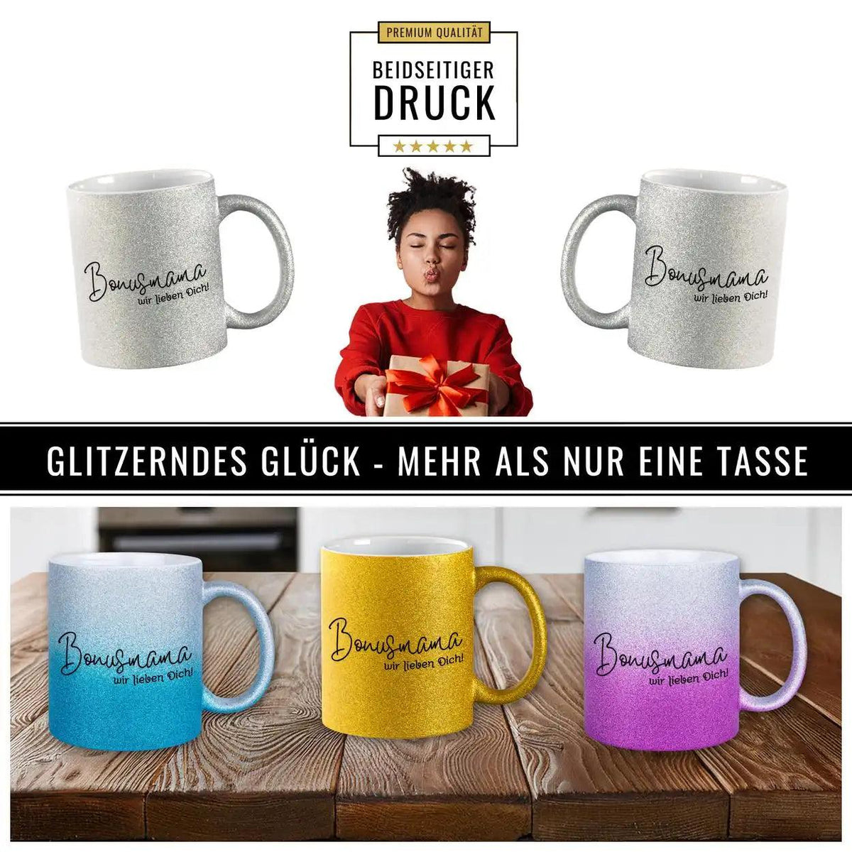 Glitzertasse - Bonusmama - Druckerino