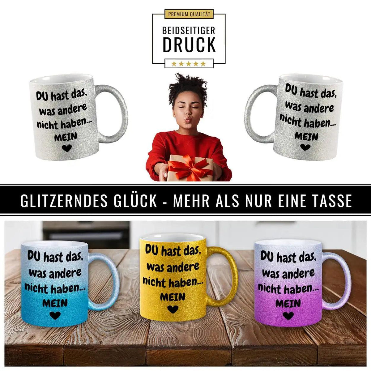 Glitzertasse - Du hast mein Herz - Druckerino