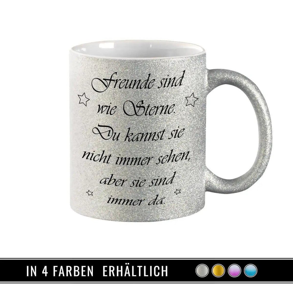 Glitzertasse - Freunde sind wie Sterne - Druckerino