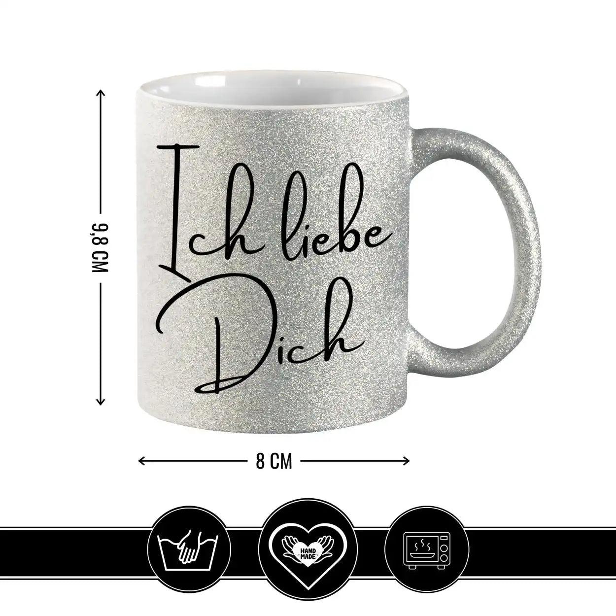 Glitzertasse - Ich liebe Dich - Druckerino
