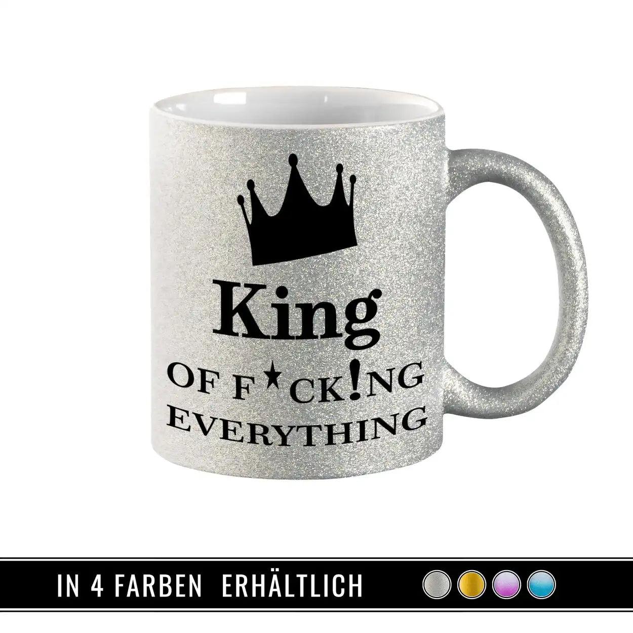 Glitzertasse - King of f... everything - blue - Druckerino