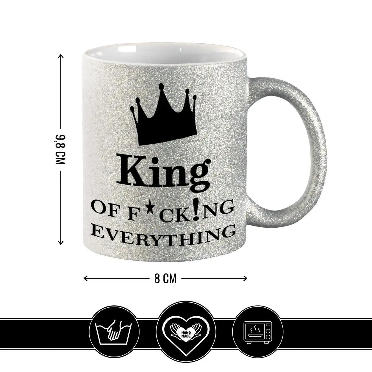 Glitzertasse - King of f... everything - blue - Druckerino