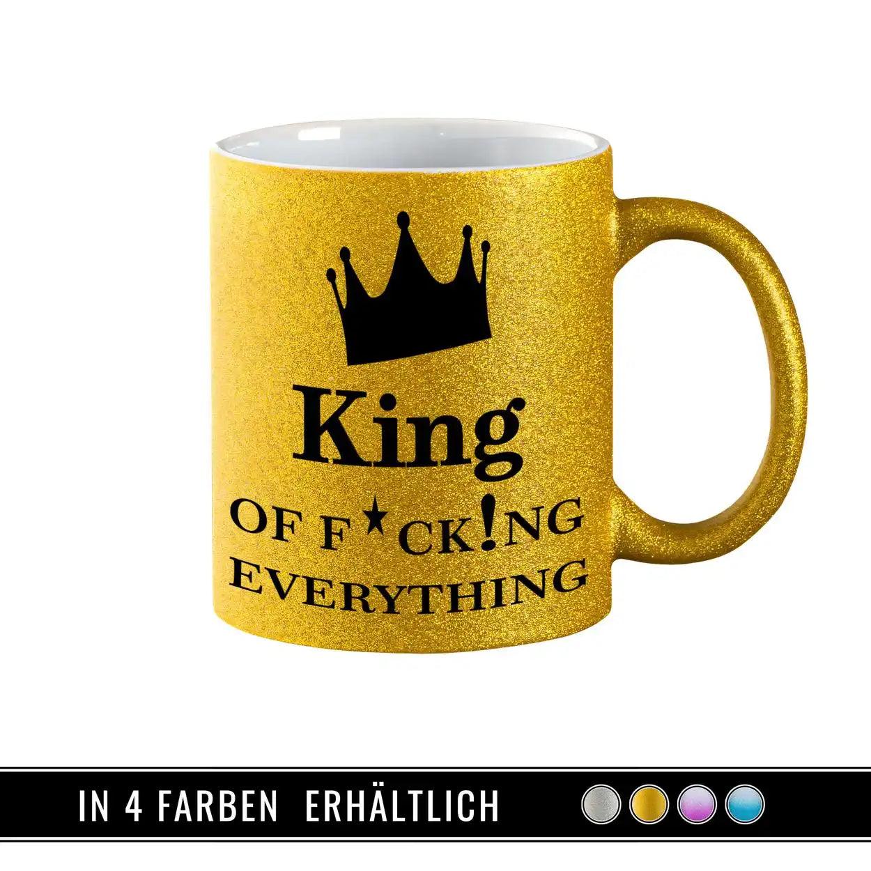 Glitzertasse - King of f... everything - blue - Druckerino