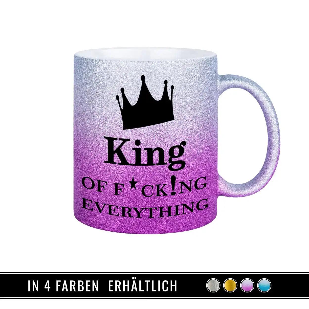 Glitzertasse - King of f... everything - blue - Druckerino
