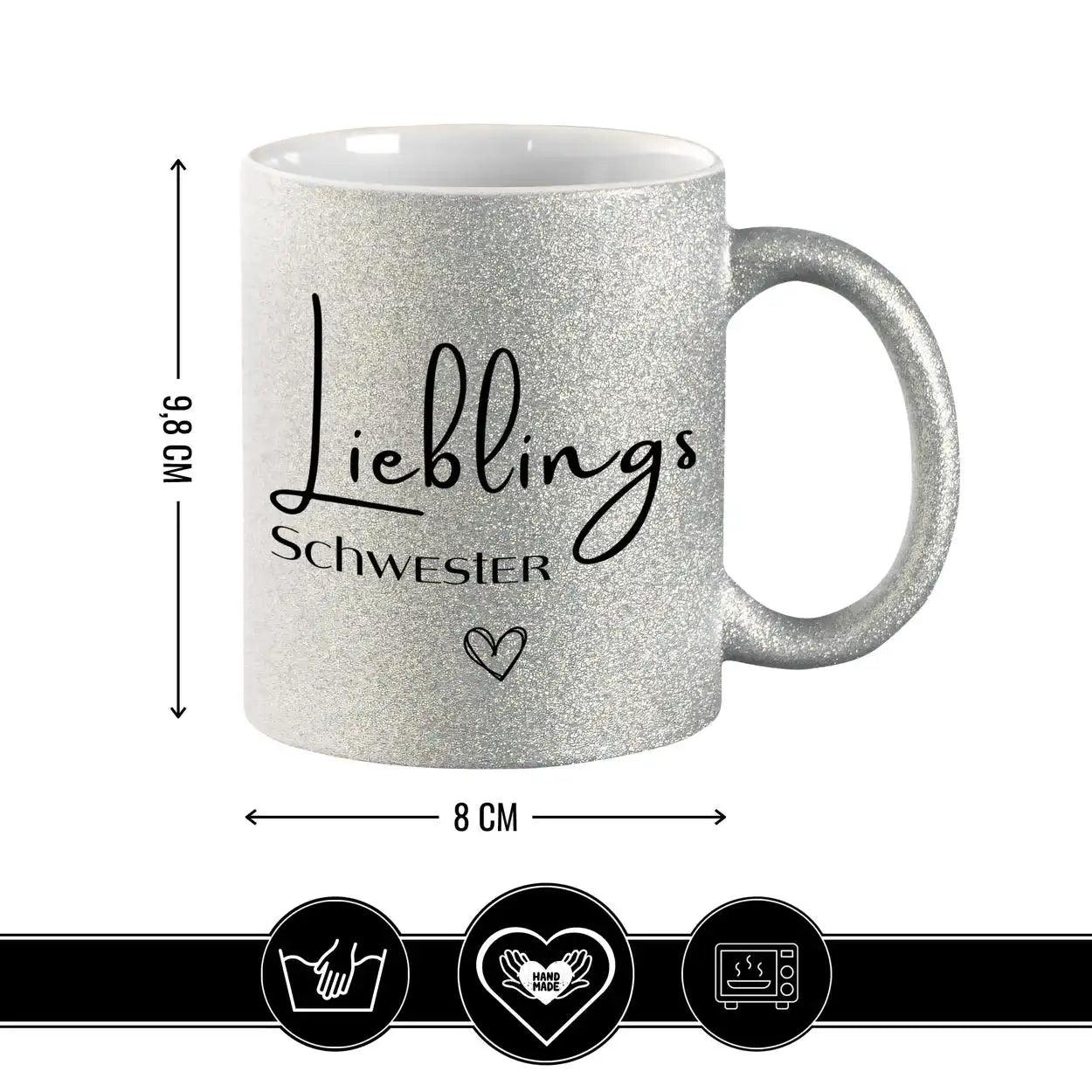 Glitzertasse - Lieblings Schwester - Druckerino