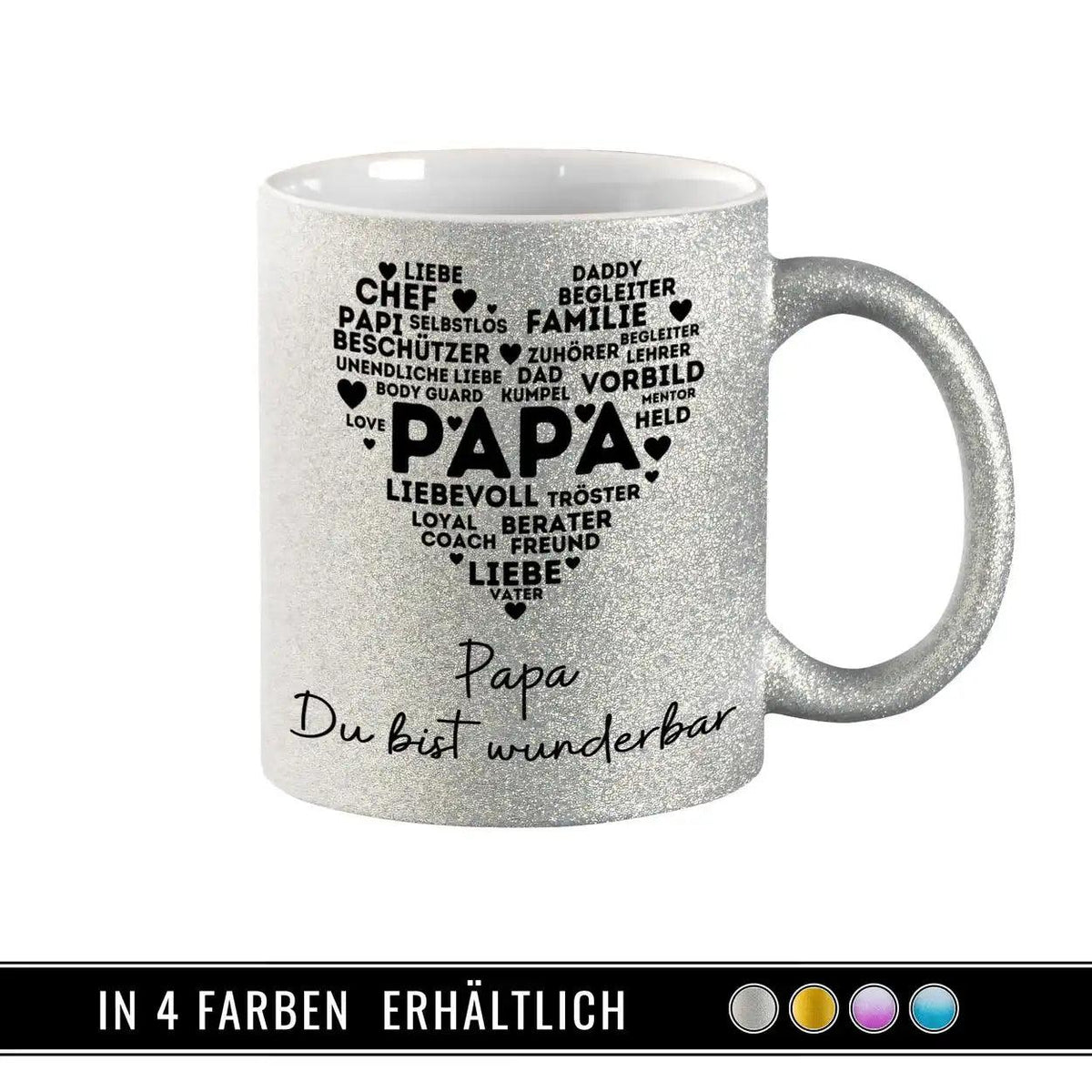 Glitzertasse - Papa Du bist wunderbar - Druckerino