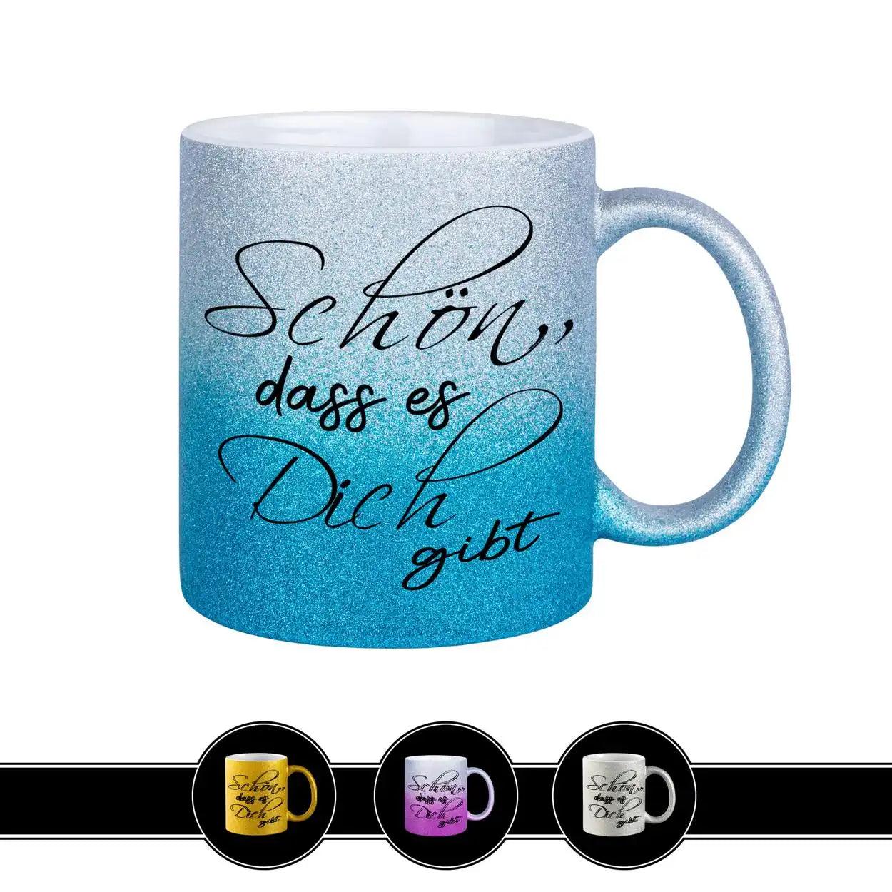 Glitzertasse - Schön, dass es Dich gibt Lila - Druckerino