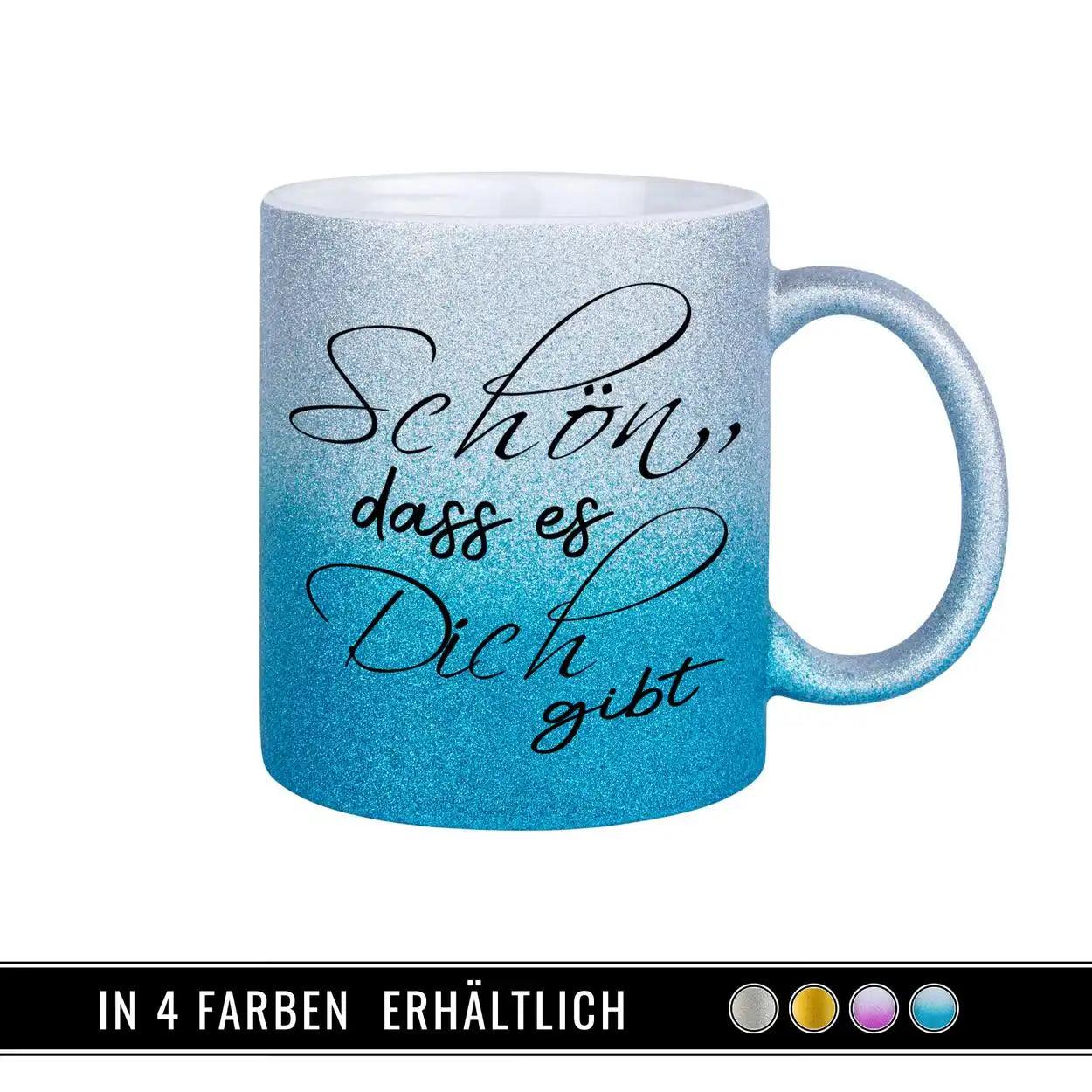 Glitzertasse - Schön, dass es Dich gibt Lila - Druckerino