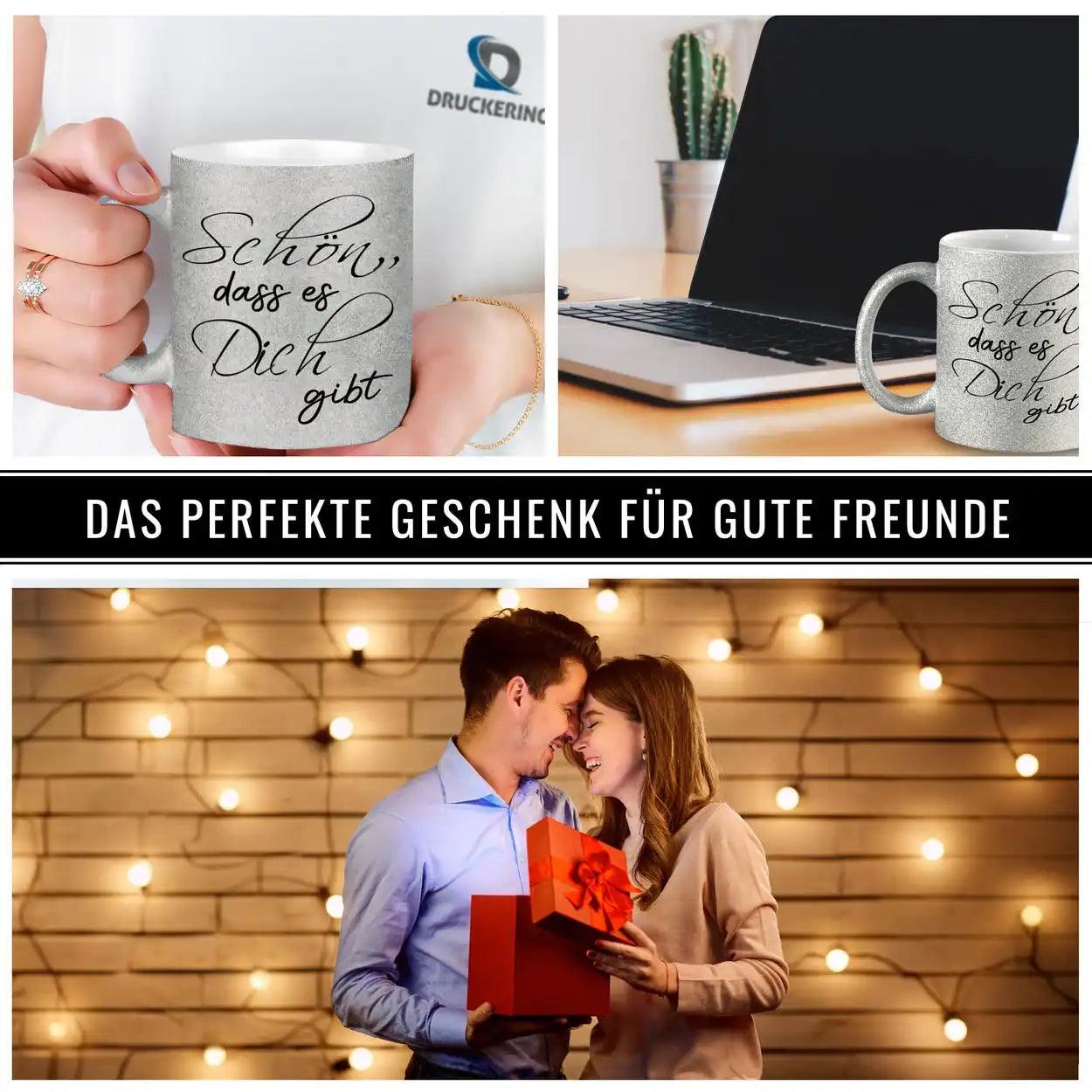 Glitzertasse - Schön, dass es Dich gibt Lila - Druckerino