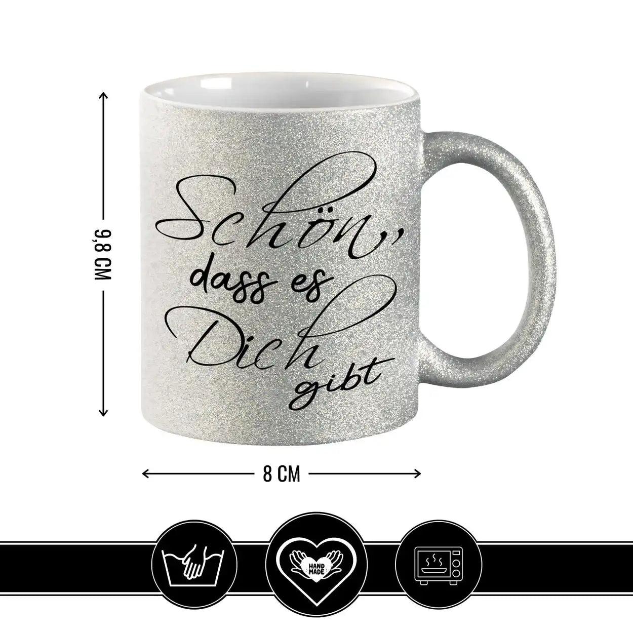 Glitzertasse - Schön, dass es Dich gibt Lila - Druckerino
