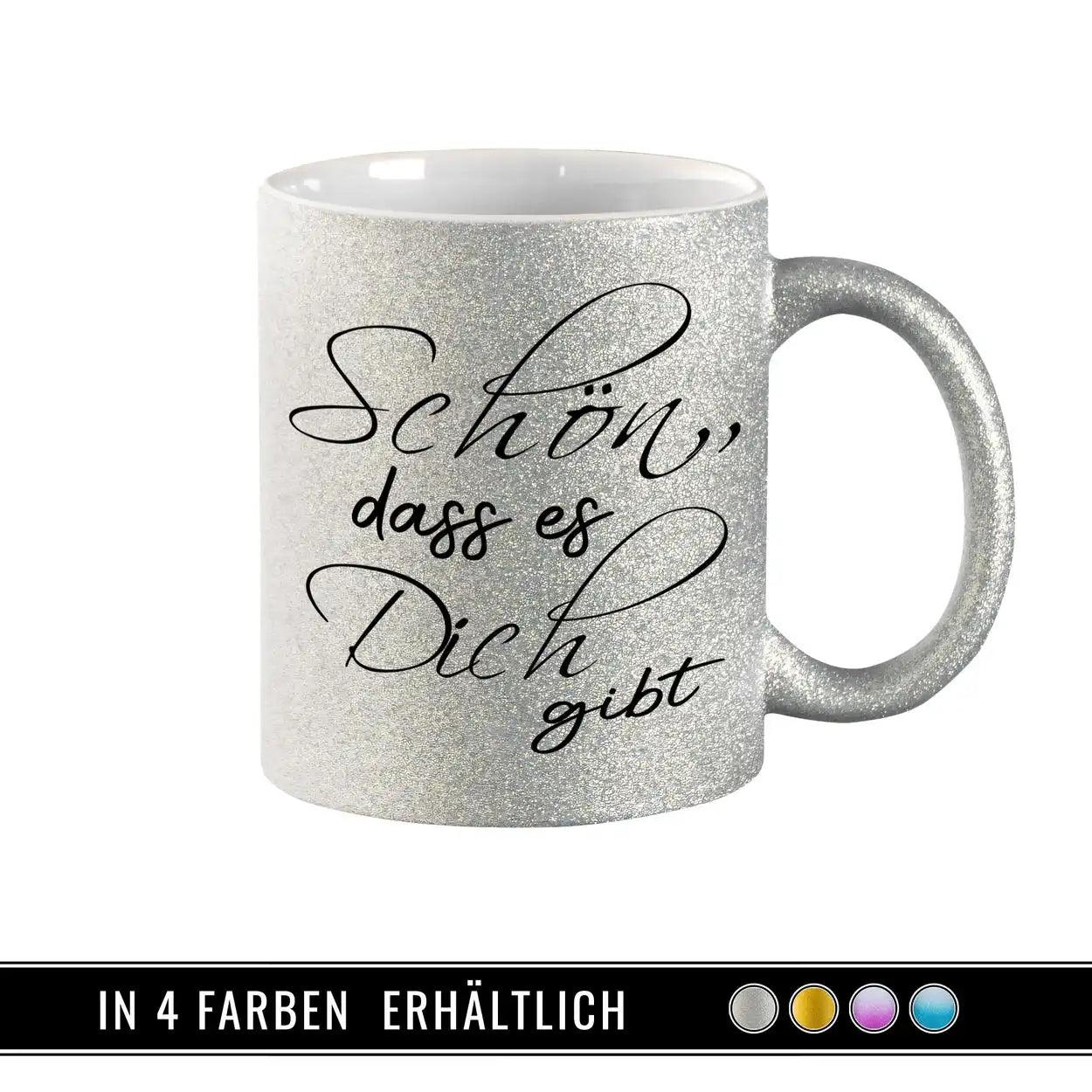 Glitzertasse - Schön, dass es Dich gibt Lila - Druckerino