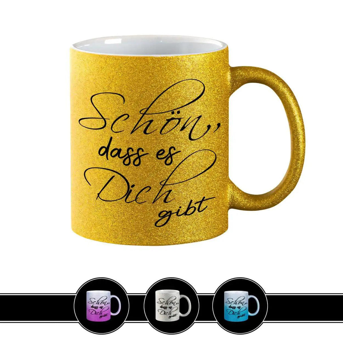 Glitzertasse - Schön, dass es Dich gibt Lila - Druckerino