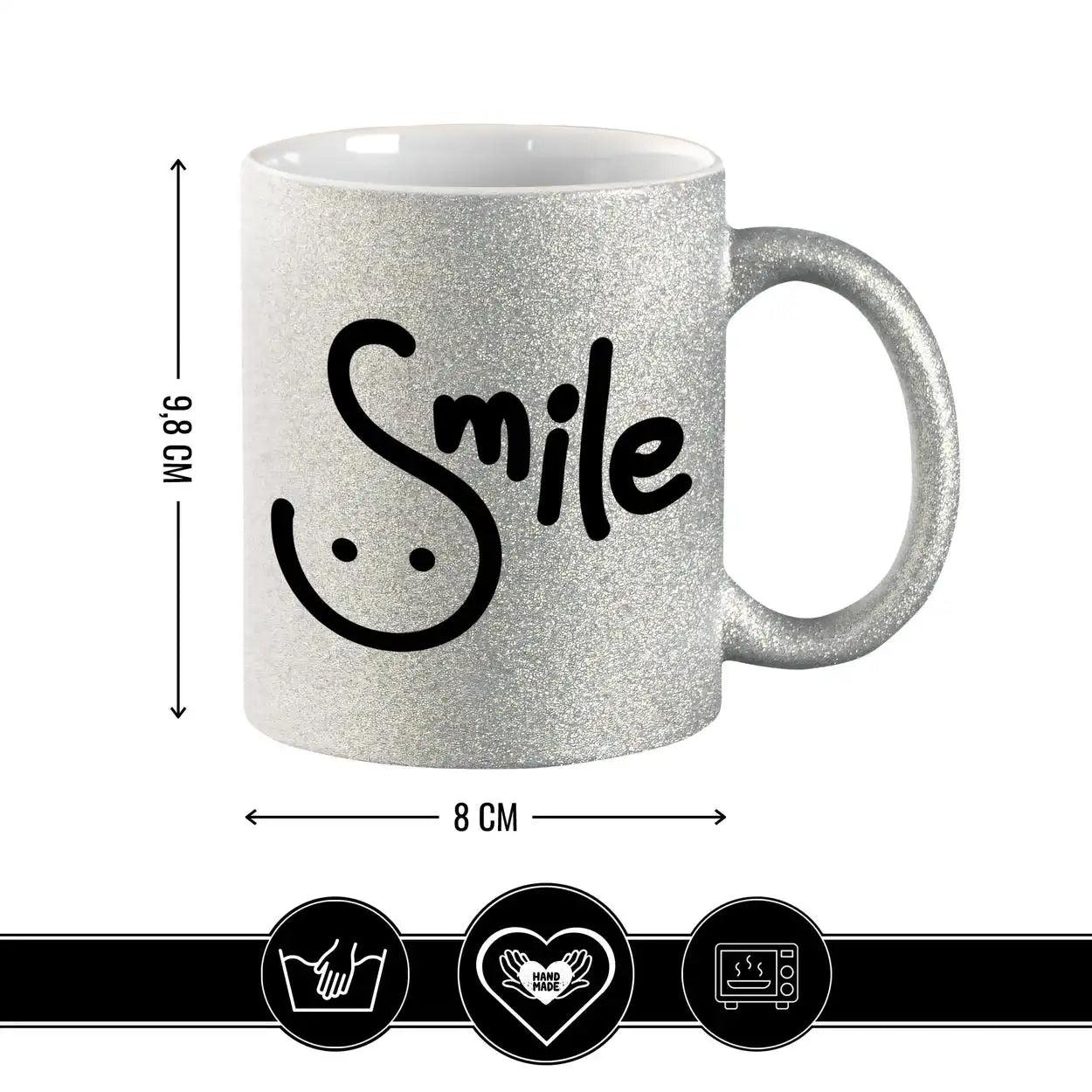 Glitzertasse - Smile - Druckerino