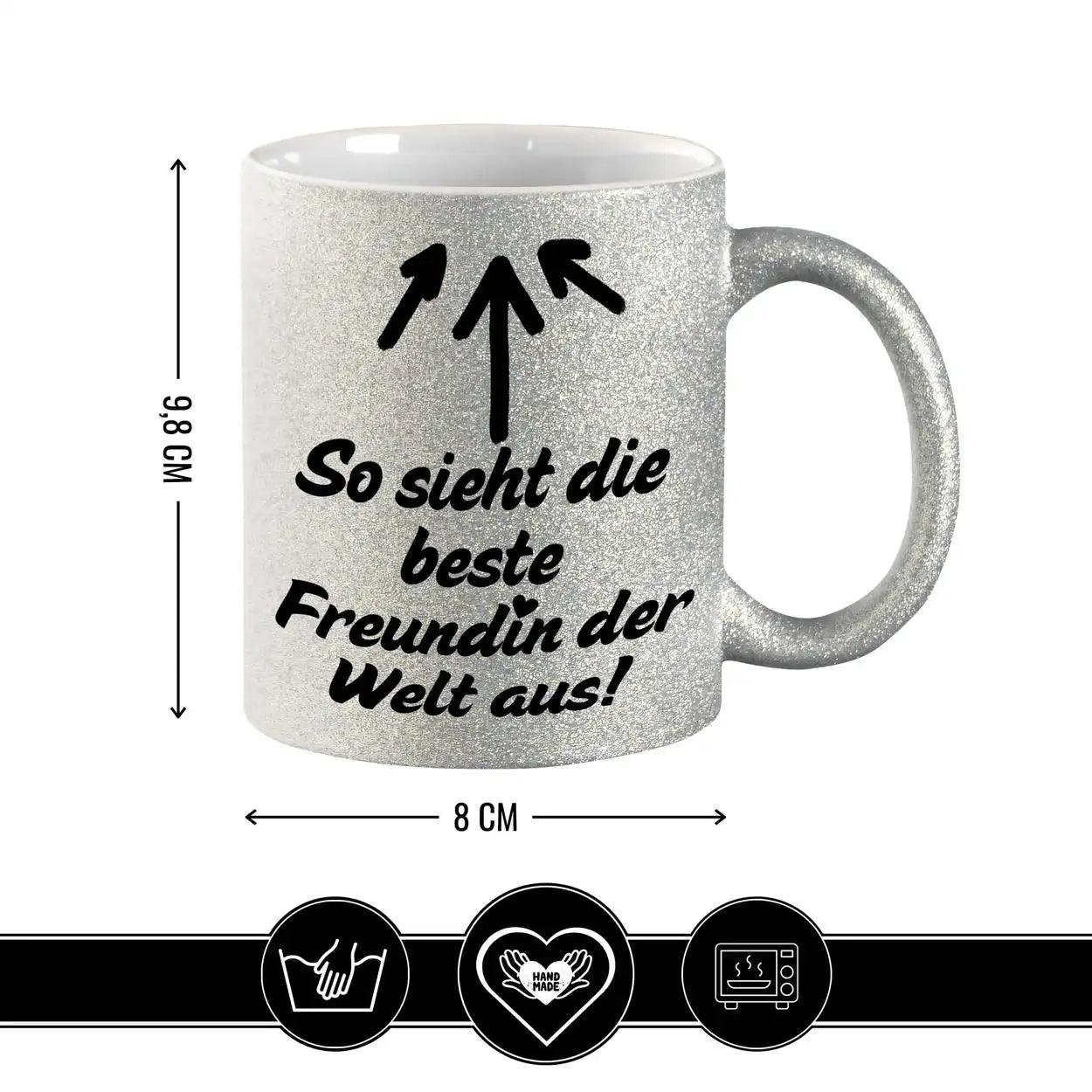 Glitzertasse - So sieht die beste Freundin der Welt aus - Druckerino