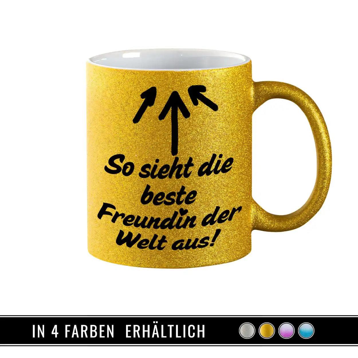 Glitzertasse - So sieht die beste Freundin der Welt aus - Druckerino